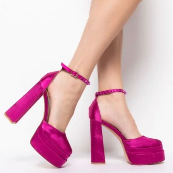 CITY ON FIRE CHUNKY PUMP IN FUCHSIA PENELOPE-FUCHSIA - Picture 6 of 10